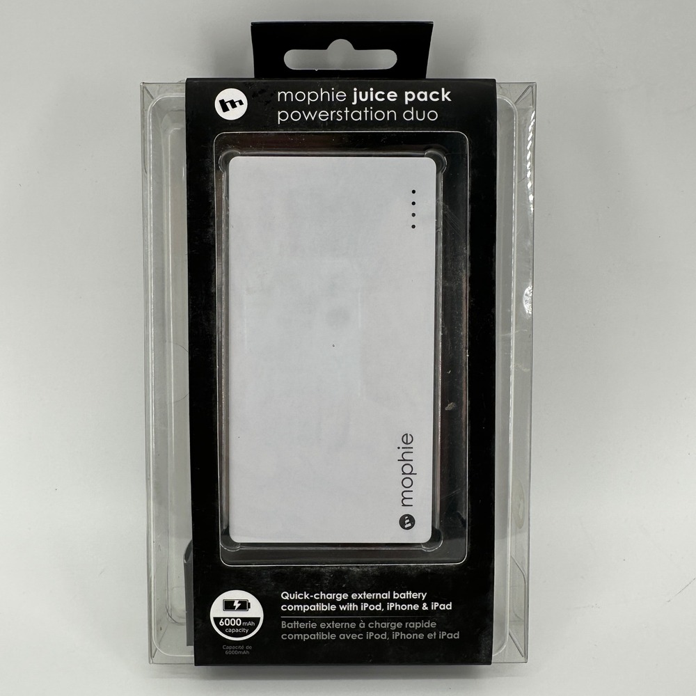 Mophie Juice Pack Powerstation Duo 6000mAh Dual USB External Battery White